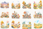 Whimsical Fall Landscape Clipart PNG, a Seasonal Illustration by SugarCloudStudioArt (Thumbnail 6 of 7)