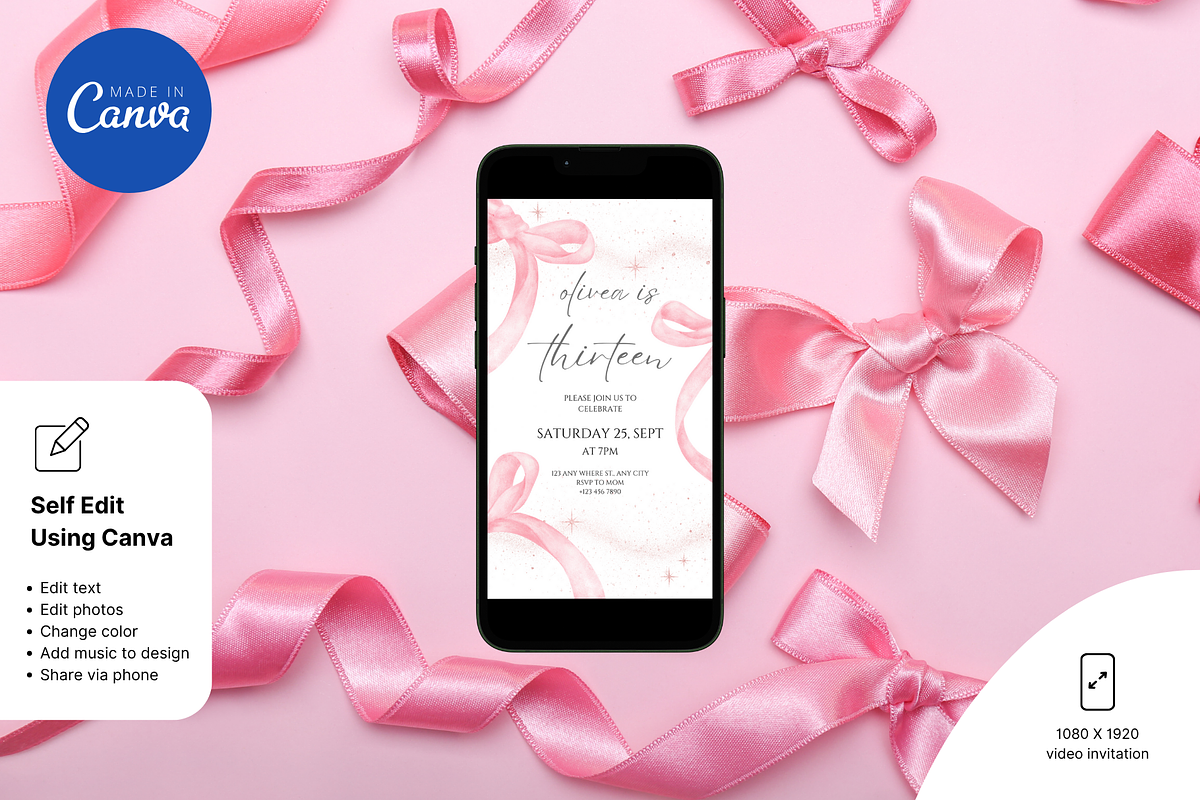 Coquette 13th Birthday Invitation, an Invitation Template by Earth5168 (Photo 5 of 9)