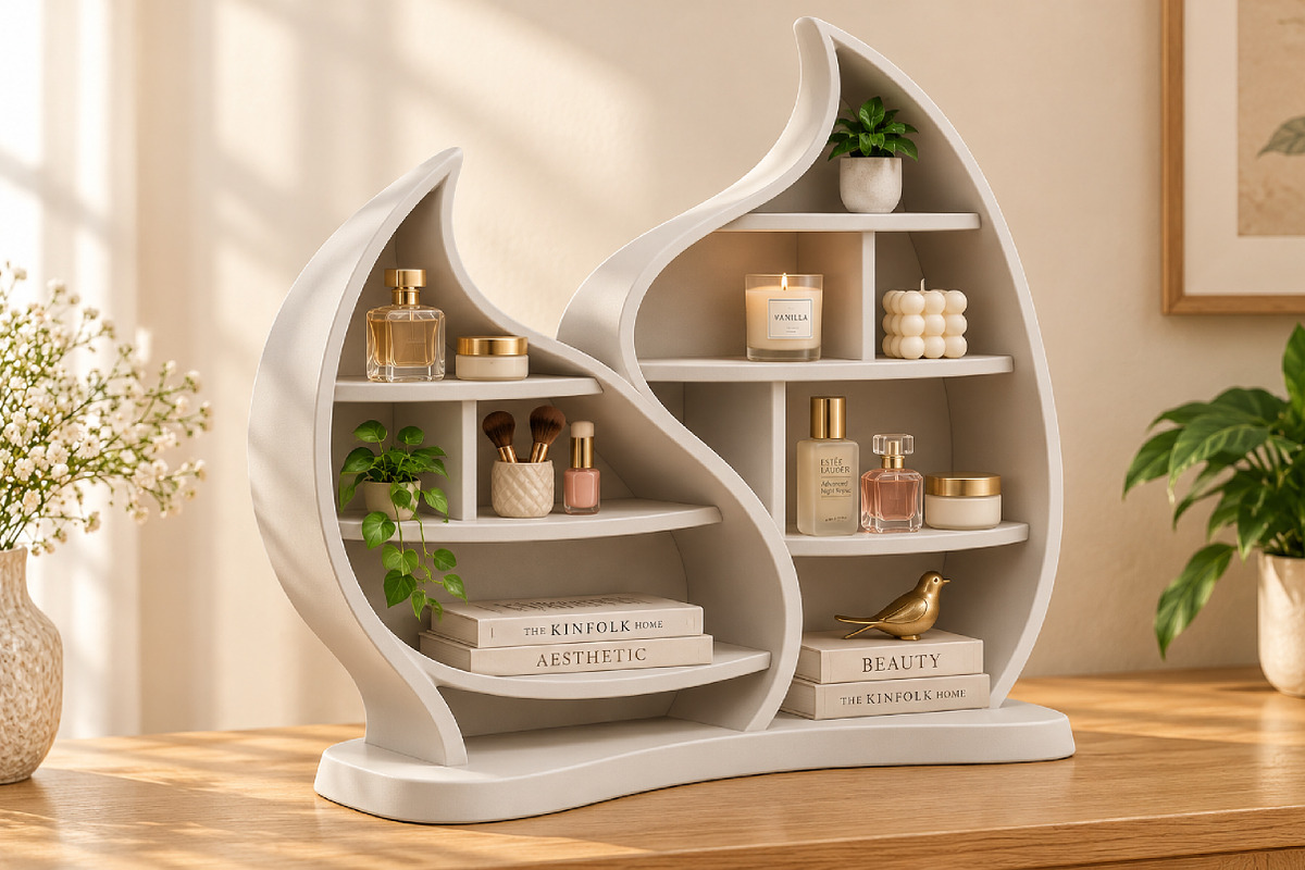 Modern Decorative Leaf Bookshelf STL, a Furniture 3D Model by Layerology (Photo 3 of 4)