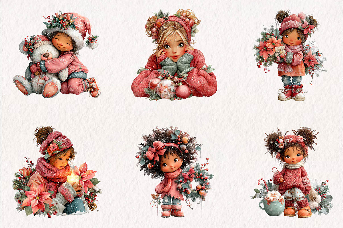 Christmas Girl clipart, a Seasonal Illustration by CreationArt (Photo 3 of 7)