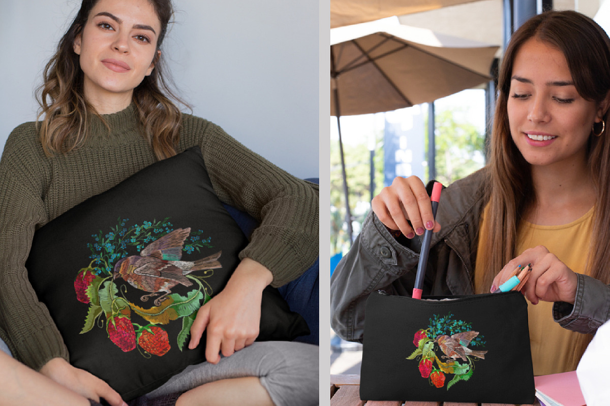 Strawberry and bird, a Decorative Illustration by Matrioshka (Photo 4 of 8)