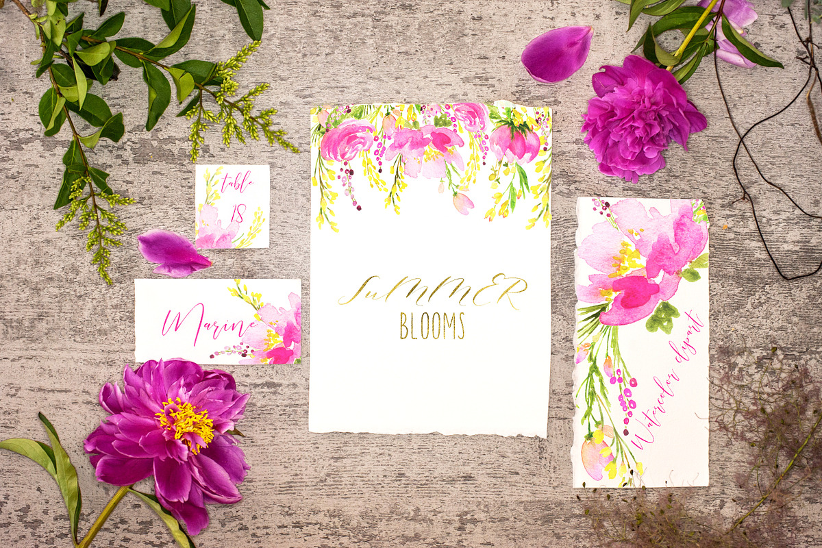 Summer blooms. watercolor clipart, an Illustration by LABFcreations (Photo 5 of 5)