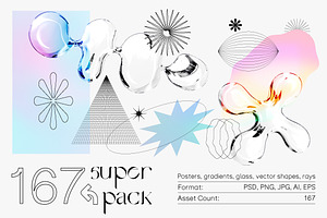 167 Pack. Posters, Gradients, Shapes