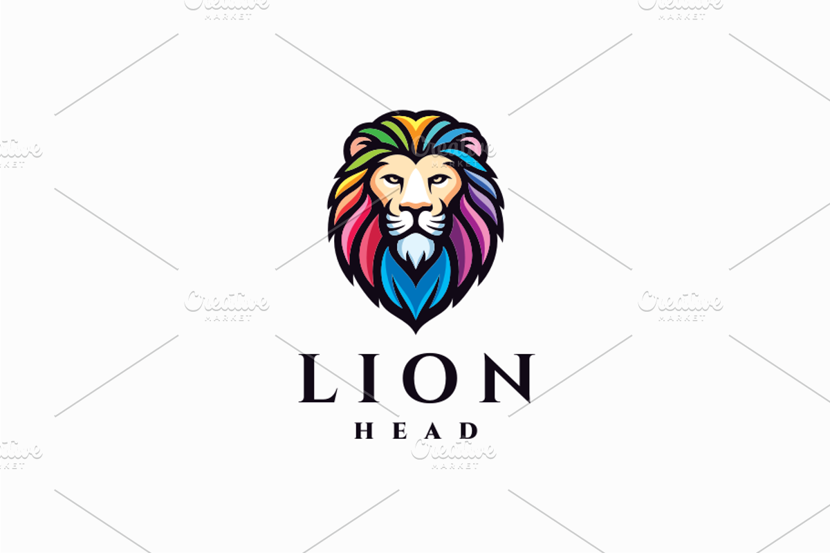 Colorful Lion Head Logo Template, a Branding & Logo Template by yopie (Photo 1 of 4)