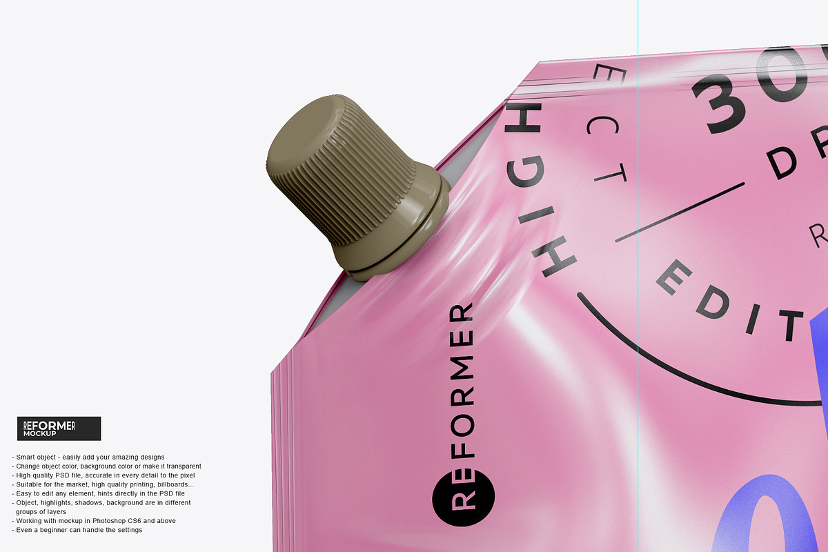 Doy-Pack with Top Cap Spout, a Packaging Mockup by Reformer Mockup (Photo 2 of 4)