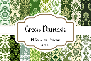 Green Damask Seamless Patterns, a Pattern Graphic by PrintablesByFranklyn