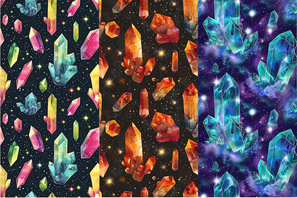 12 Nova's Crystals Seamless Patterns, a Pattern Graphic by Inknfolly (Photo 4 of 7)