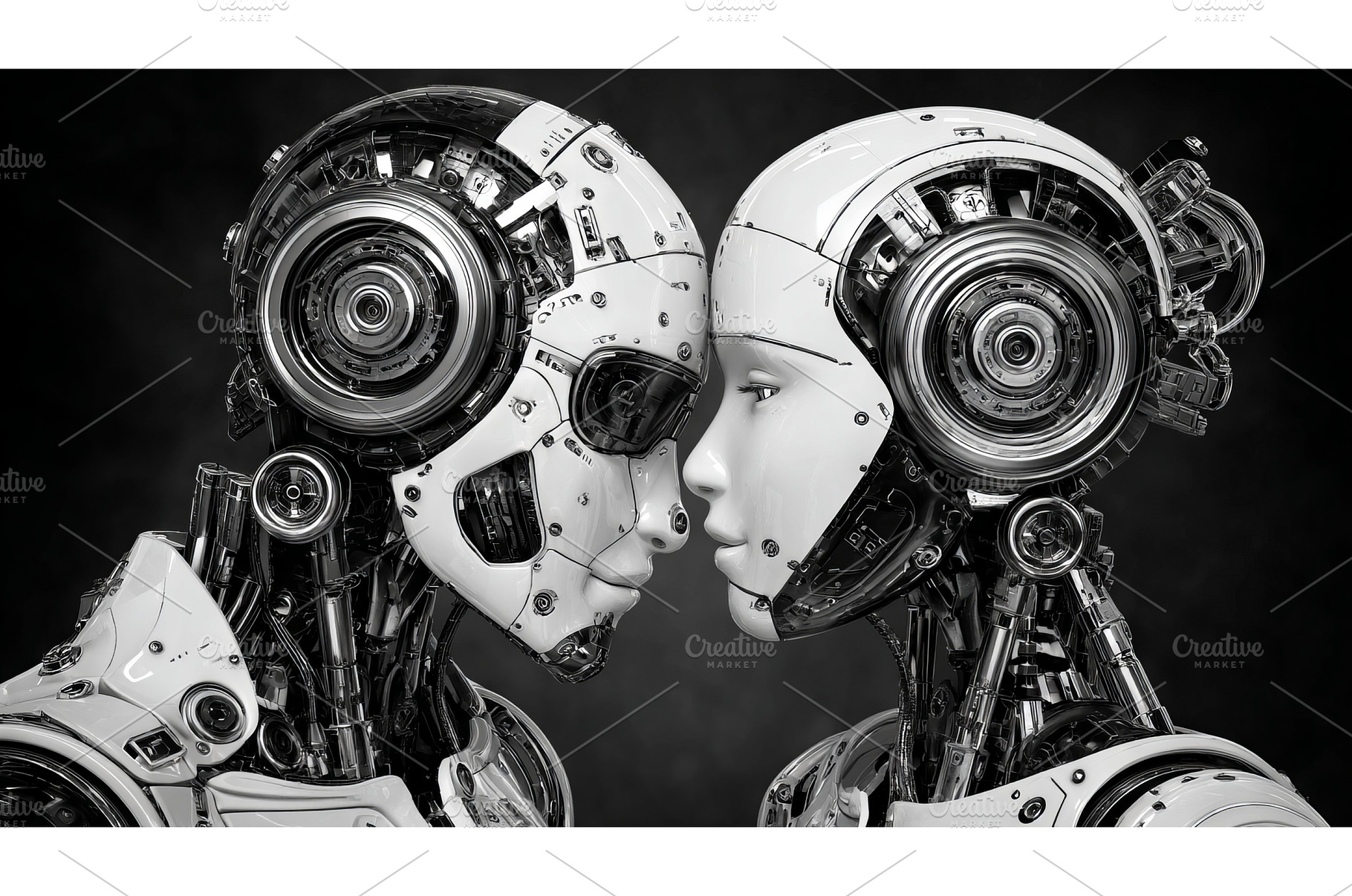 Facing each other in a futuristic, a Technology Photo by ZinetroN