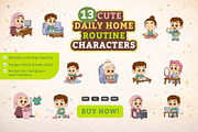 13 Cute Daily Home Routine Character, an Illustration by MEANDSTUDIO (Thumbnail 1 of 5)