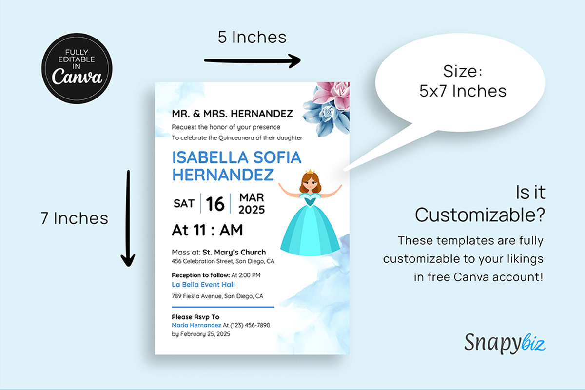 Quinceanera Party Invitation Temp, an Invitation Template by Snapybiz (Photo 5 of 11)