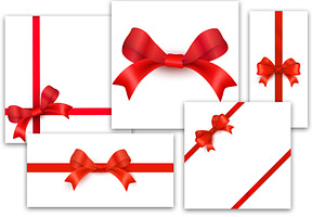 Red Bow with Ribbons set vector