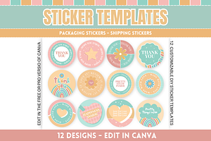 Boho Packaging Sticker Templates, a Stationery Template by SunshineStudioBoutique