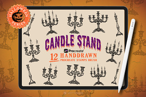 12 Candelabra Halloween Stamp Brush