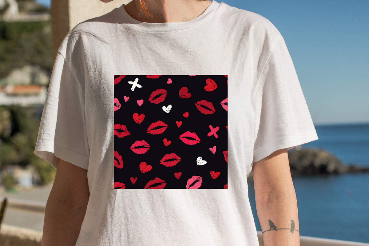 Kisses Lips and Hearts Pattern, a Pattern Graphic by SVGArt (Photo 8 of 8)