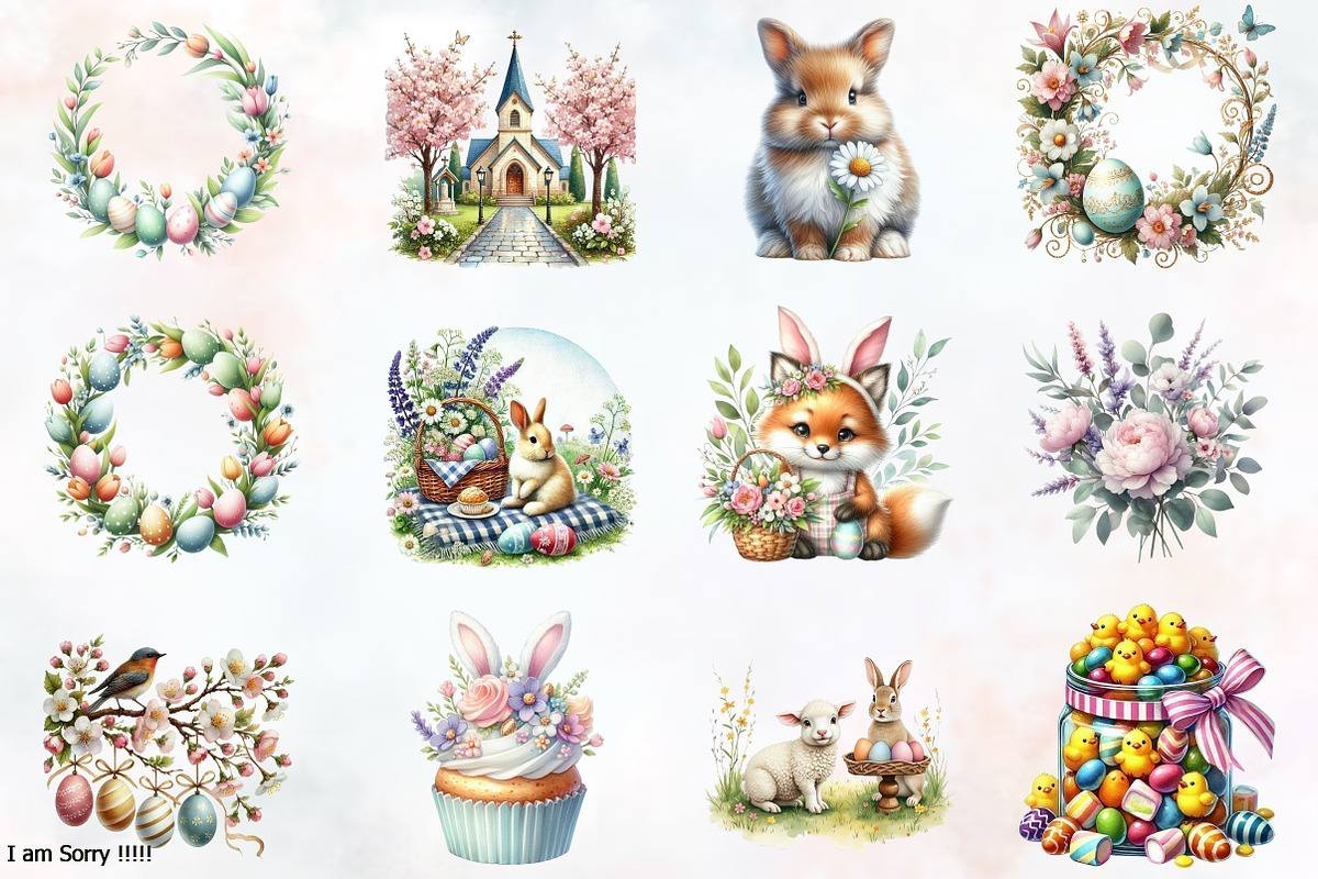 Aesthetic Easter Clipart, a Seasonal Illustration by RobertsArt (Photo 3 of 7)