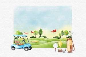 Watercolor Golf Clipart Set