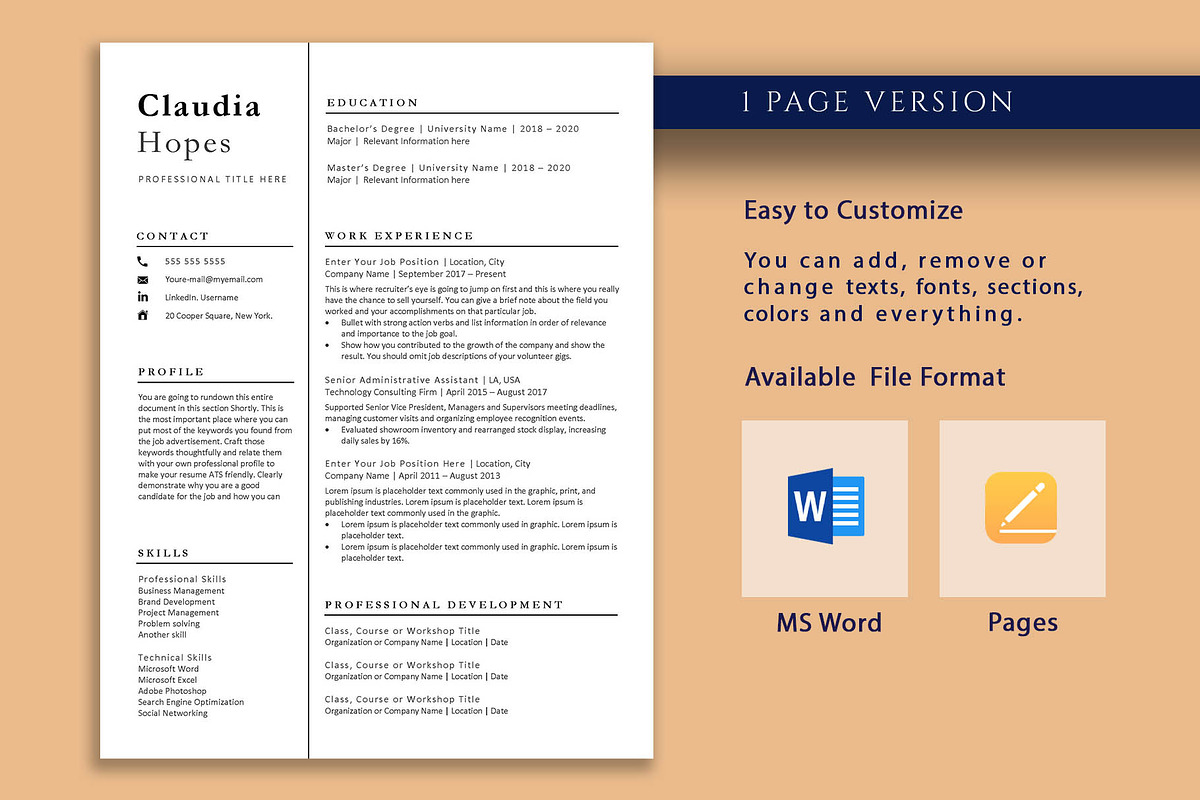 Professional Resume Template Word, a Resume Template by VictoriousVita (Photo 2 of 8)
