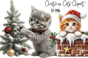 Christmas Cat  Christmas Kitten, a Seasonal Illustration by SVGArt