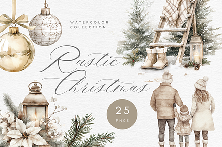 Rustic Christmas Clipart Bundle