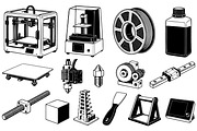 3D Printing Equipment Doodle SVG, a Technology Illustration by Ghagra (Thumbnail 2 of 3)