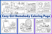 Cozy Girl HomeBody Coloring Page, a Person Illustration by Coco Bloom (Thumbnail 1 of 3)