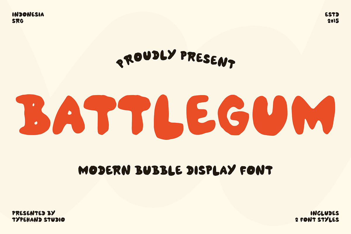 Battlegum — Modern Bubble Display, a Symbol Font by Typehand Studio (Photo 1 of 10)