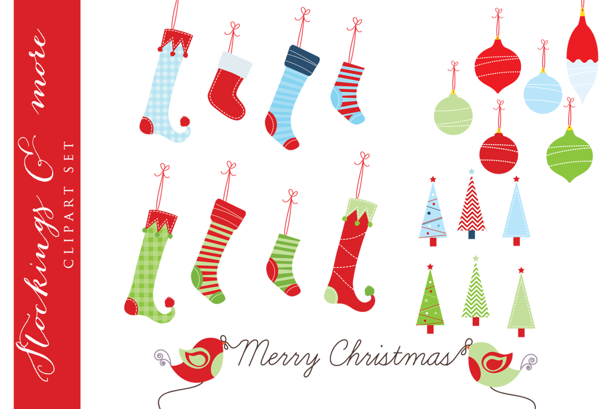 Christmas stockings clip art trees, an Illustration by WinchesterLambourne