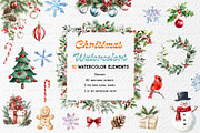 Watercolor Christmas Illustrations, a Seasonal Illustration by BirDIY Design (Thumbnail 1 of 8)