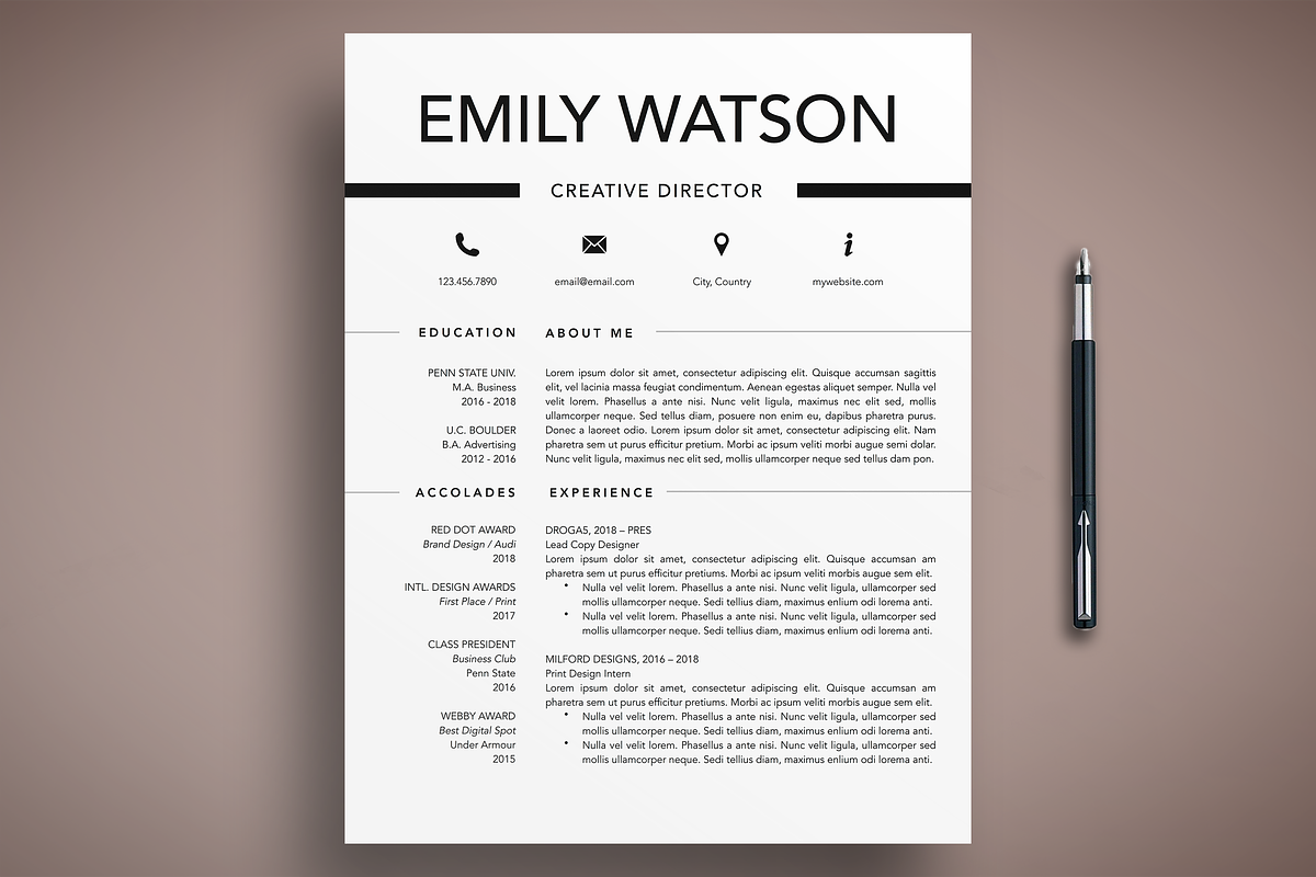 Minimal Resume Template Word/Pages, a Resume Template by The Creative Resume (Photo 1 of 8)