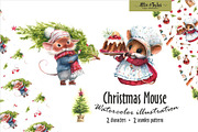 Watercolor Christmas Mice, an Illustration by atticandtales (Thumbnail 1 of 3)