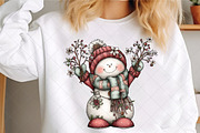 Whimsical Christmas Snowman Clipart, an Illustration by SinaCreation (Thumbnail 2 of 7)