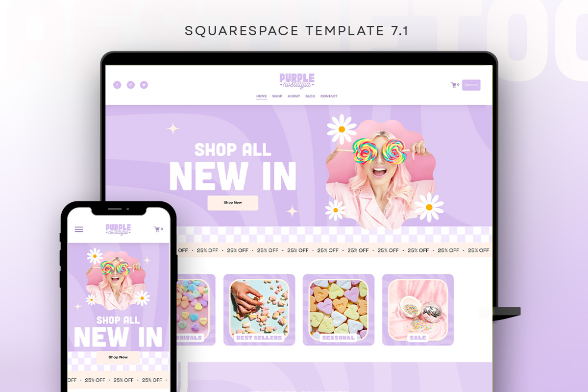 Purple Retro Squarespace Template, a Squarespace Template by Template Twist Shop (Photo 1 of 10)