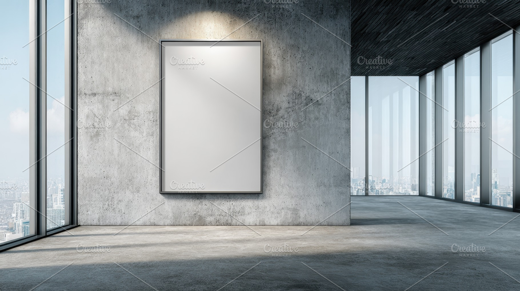 Empty poster frame in a modern offic, a Photo by Pavel_design