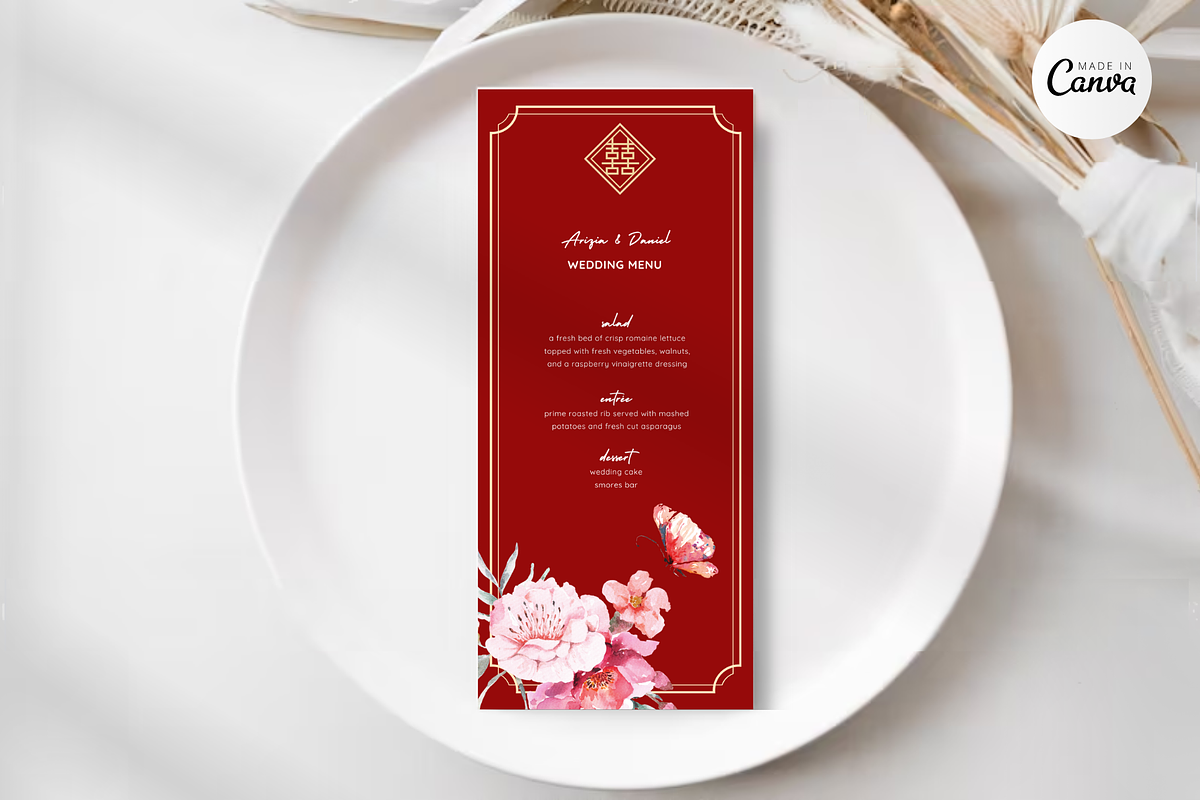 Asian Floral Wedding Invite - B1, an Invitation Template by YeeqsWedding (Photo 5 of 8)