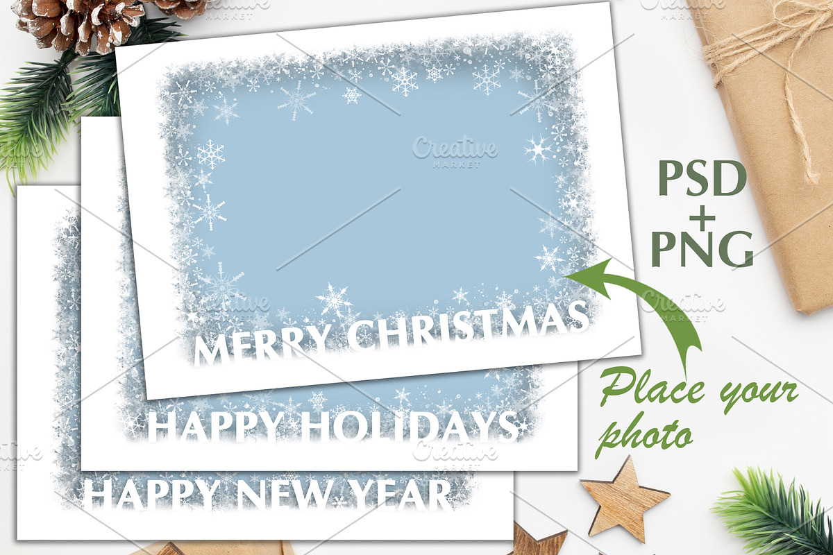 Snowy Holiday Cards Template PSD, a Card Template by PSD templates and Photos (Photo 2 of 6)