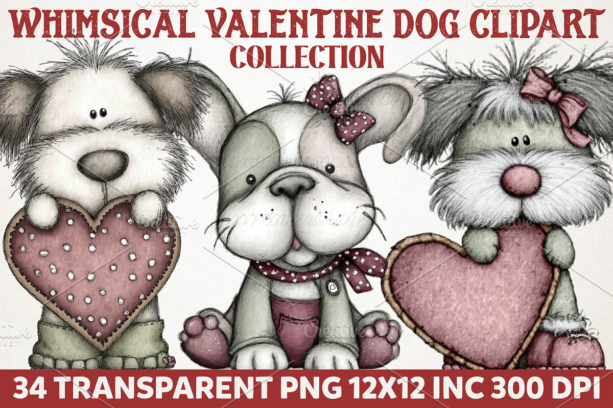 Whimsical Valentine Funny Dog PNG, an Illustration by RobertsArt (Photo 1 of 7)