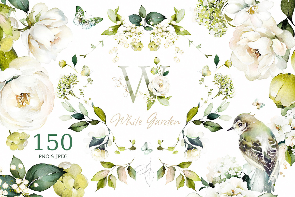 White Roses Wedding watercolor, a Decorative Illustration by Lisima (Photo 1 of 12)