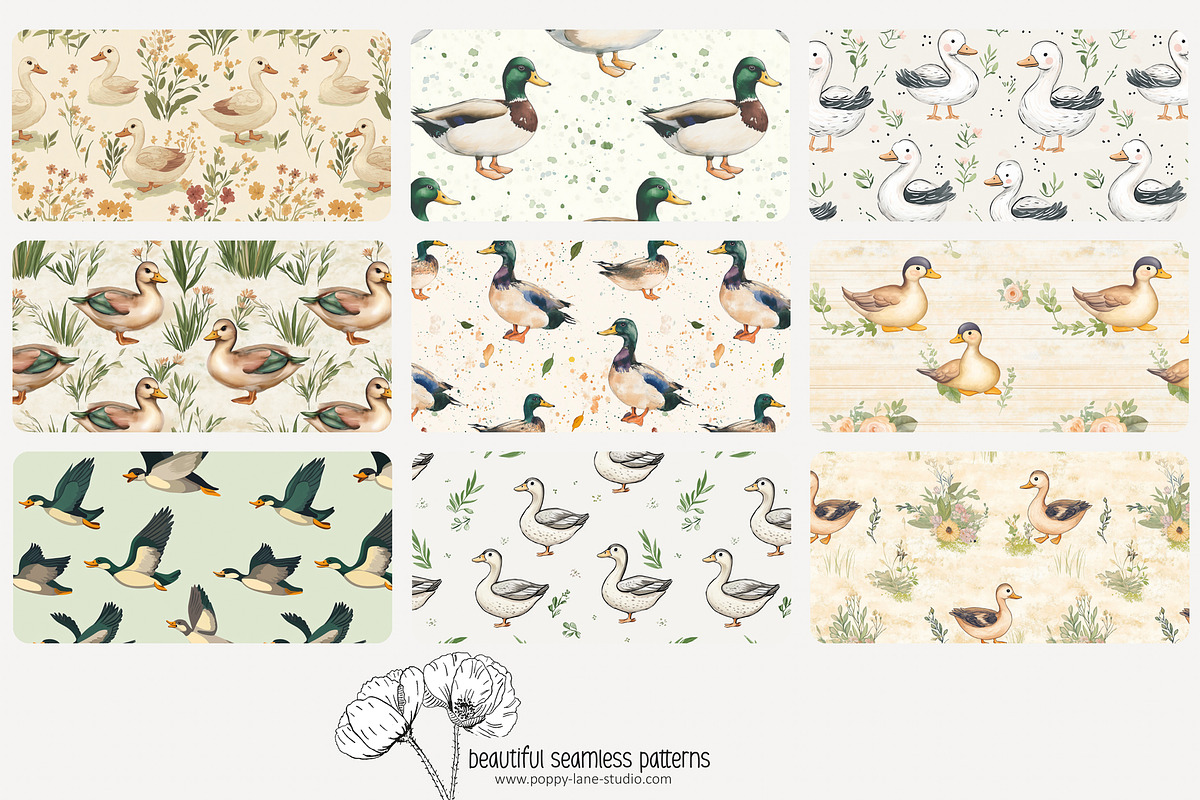 80 duck seamless pattern, a Pattern Graphic by Poppy Lane Studio (Photo 3 of 11)