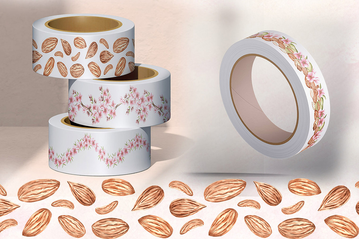 Blossoming Almond watercolor clipart, a Food Illustration by susie-p-art (Photo 12 of 18)