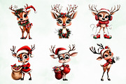 Whimsical Christmas Reindeer Clipart, an Illustration by Creative Art (Thumbnail 3 of 11)