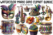 Watercolor Mardi Gras Clipart Bundle, an Illustration by Designworld (Thumbnail 1 of 5)