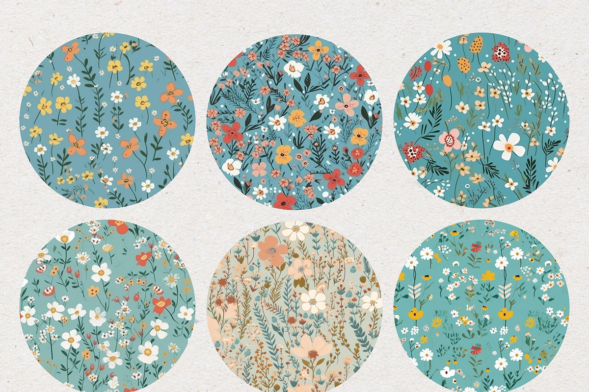 Blue Ditsy Floral Seamless Patterns, a Pattern Graphic by Natural Planners (Photo 5 of 8)