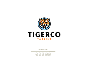 Tiger Mascot Cartoon Logo