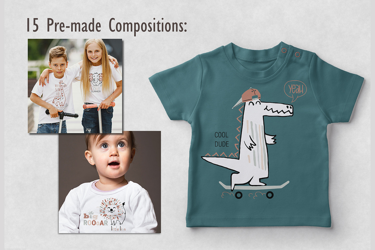 Kids Summer Bundle pattern & clipart, a Pattern Graphic by MeadowFox (Photo 7 of 15)