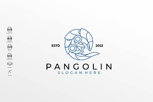 Lineart Pangolin Armadillo Tattoo