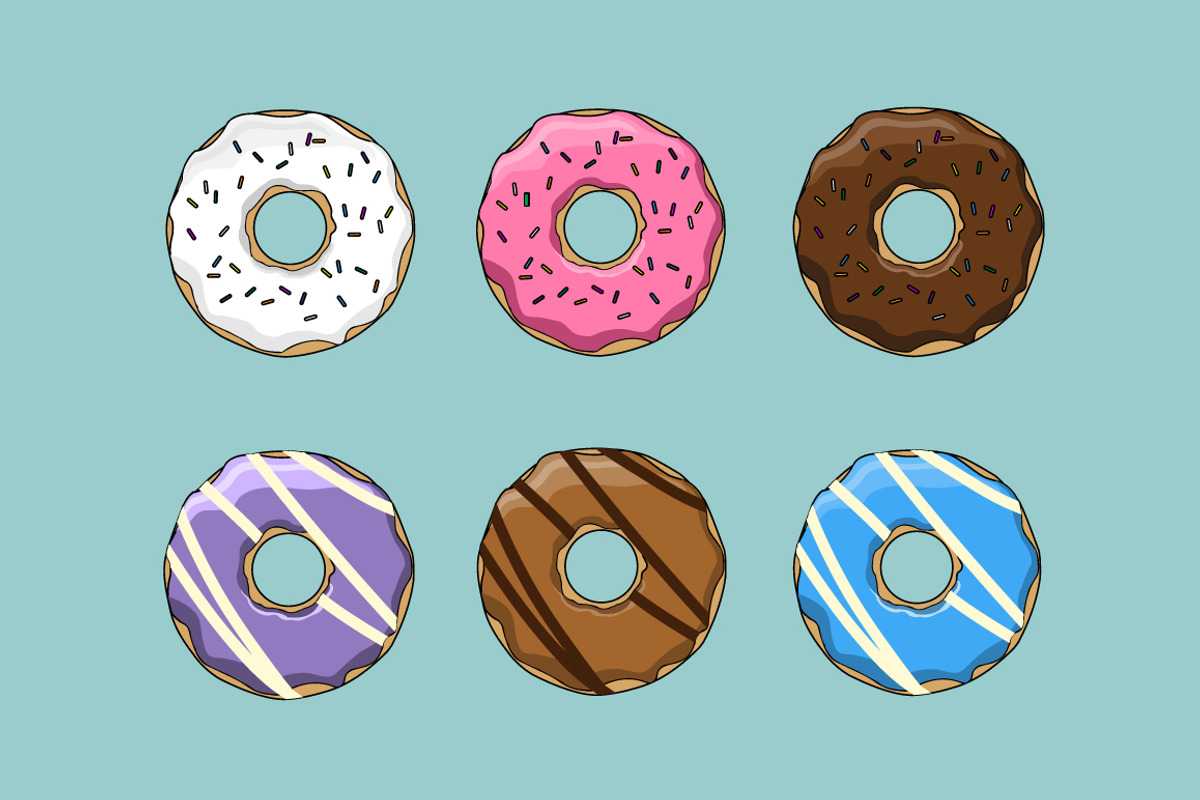 Doughnuts vector pack, a Food Illustration by Cristina Glynn (Photo 3 of 3)