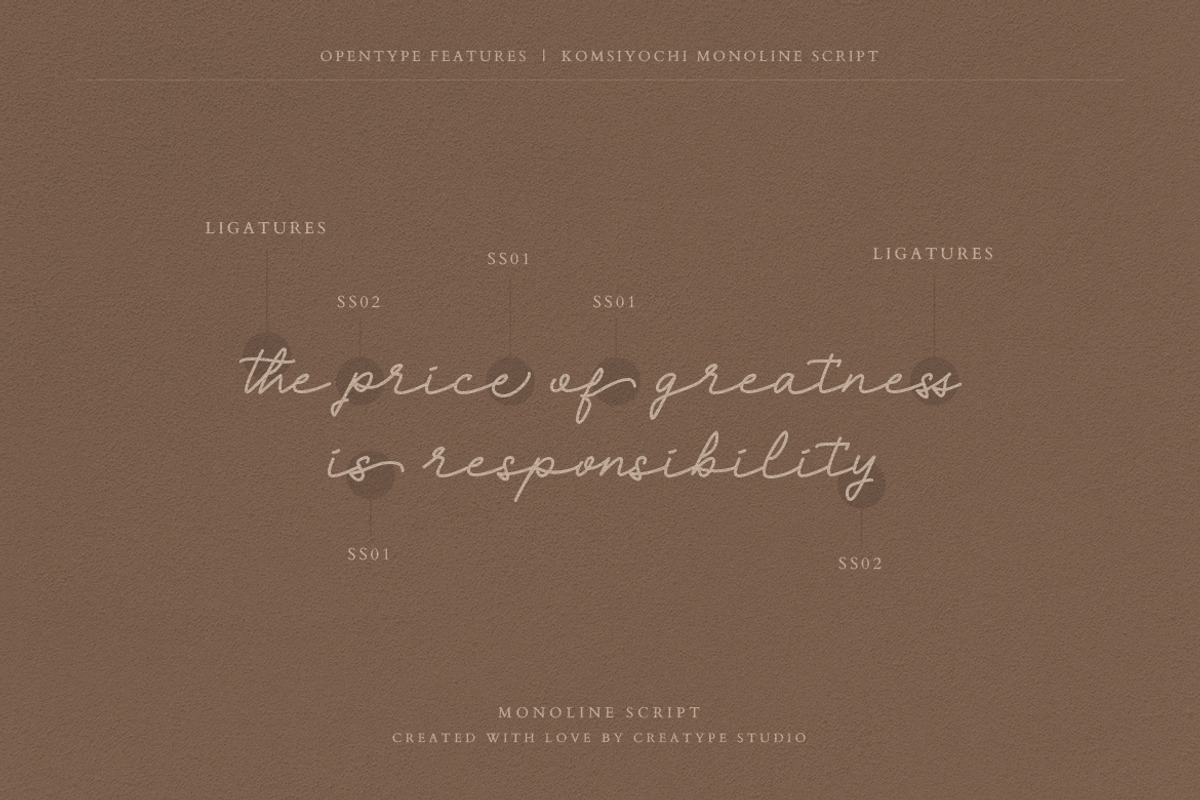 Komsiyochi Monoline Script, a Script Font by Creatype Studio (Photo 4 of 9)