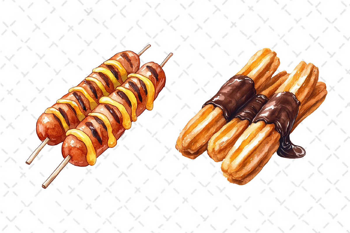 Watercolor Street Food Clipart PNG, an Illustration by Dream Creation (Photo 7 of 7)