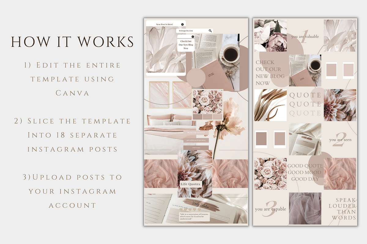 Pastel Pink Instagram Feed Grid Post, a Social Media Template by ...