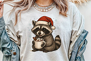 Watercolor Christmas Raccoon PNG, an Illustration by Sublimation Artist (Thumbnail 2 of 9)